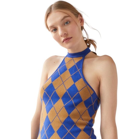 Urban Outfitters Charlie Knit Argyle Mini Dress S - Picture 3 of 9